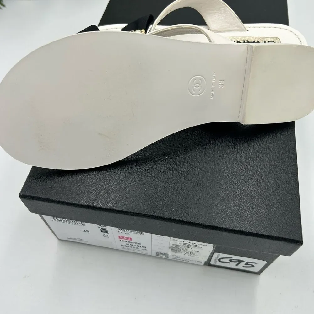 Women’s Chanel bow thong leather sandal size 39 made in Italy - Picture 7 of 11